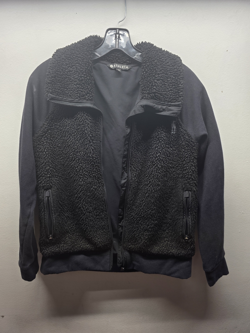 Athleta Men's Black Sherpa-Fleece Zip Jacket